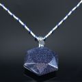 2022 Hexagram Blue Sandstone Stainless Steel Statement Necklace Women Silver Color Chain Necklace Jewelry collar mujer NG26S04. 