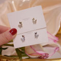 bellylady Women Butterfly Stud Earrings Luxury Zircon Simple Piercing Earrings Jewelry Gifts For Girls. 