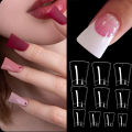 500Pcs Duck Feet Style Nail Tips Clear Duck Feet Fan Flare Extension Patch for Acrylic Nails 12Size Half Cover Acrylic Nail Tips. 