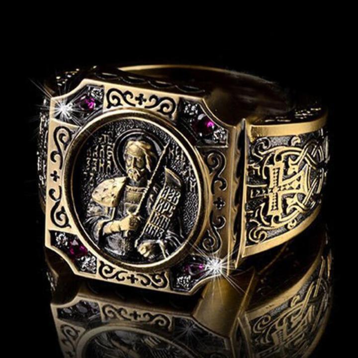 Vintage Warrior Stainless Steel Domineering Indie Jewelry Mens Rings Jewelry Accessories Cheap Men Rings Aesthetic Rings