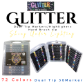 Dual tip Glitter Marker/Highlighter 24-72 Colors set with Metallic Effects No Smearing Quick Drying. 