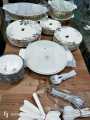 Melamine/Plastic Dinner Set White Rose Double Glaze Heavyweight 8 Persons Serving 80 Pcs Set. 