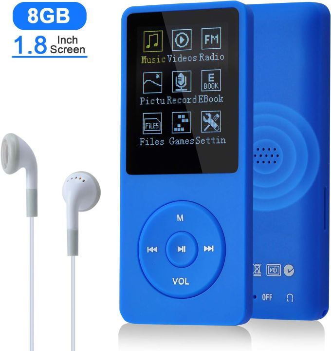 COVVY Slim Music Player 8GB Portable MP3 Player No Sound Lossless 70 Hours Display Support up to 64GB Navy Blue