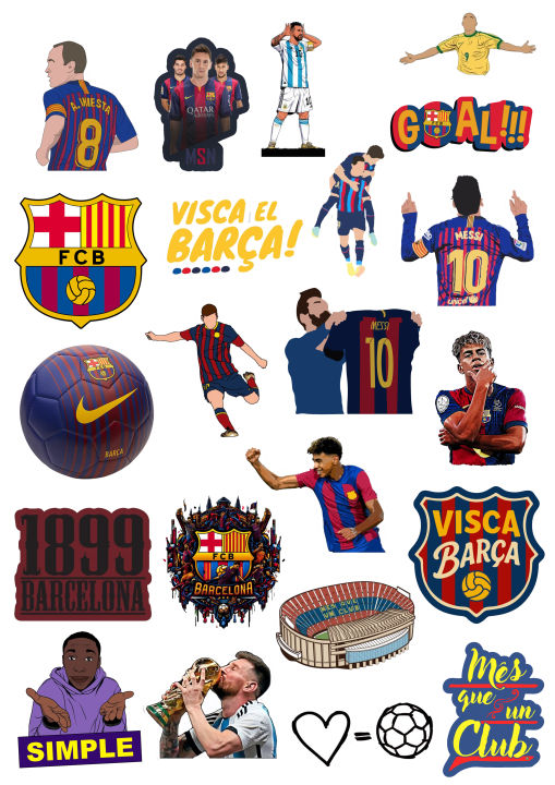 FC Barcelona  Stickers  Messi  Stickers Visca Barca Stickers  22  Pieces of  Football Stickers  For Decoration Laptops Mobile and Journal Best Quality 2  Inch Adhesives Girls And Boys Vibes