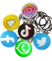 Social Media Icon Keychain/ Facebook Logo Keyring/ Twitter Bird Keychain/ TikTok Logo Keychain. 
