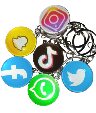 Social Media Icon Keychain/ Facebook Logo Keyring/ Twitter Bird Keychain/ TikTok Logo Keychain