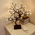 Cherry Blossom Tree 24 Warm White Lights Plug Tree for Home Bedroom Wedding Office Tabletop Tree Indoor Night Light Artificial Plants. 
