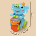 Techfawn Toyz Musical Walking Elephant Drummer Toy with Flashing Light & Sound Toy for Kids Beating Drum Blowing Ball Toy - Yellow. 
