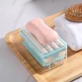 Soap Bar Box Soap Dispenser with Rubber Roller Foaming Soap Saver with Drain Holes and Spring Travel Soap Holder Multifunctional Soap Dish for Home Bathroom Kitchen Countertop Blue. 