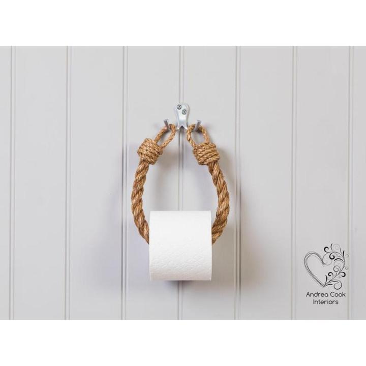 Slim Braided Beige Rope Toilet Roll Holder - Toilet Paper Holder, Nautical Toilet Roll Holder, Bathroom Décor, Rest Room
