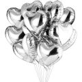 SILVER HEARTS FOIL BALLOONS ( PACK OF 5 HEART SHAPE FOIL BALLOON ). 