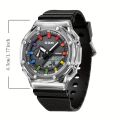 DOM Quartz Electronic Men's Watch, Dark Glow Digital Hands Display Silicone Strap Waterproof Youth Watch. 