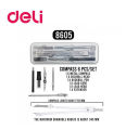 Deli E8605 Stainless Steel Bofa Compass Geometry Set Drafting Set Compass Set for Technical Drawing and Art & Craft. 