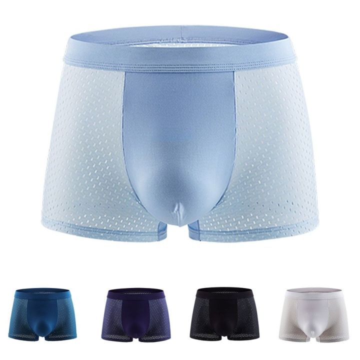 【Clearance】Mens Stretch Underwear Transparent Mesh See Through Boxer Briefs Shorts