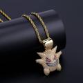 Fashion Hip Hop Gengar Pendant Necklace Men With Tennis Chain Hip Hop/Punk Gold Silver Color Charms Chain Jewelry for Men Gift. 