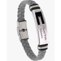 Wholesale New Palestine flag bracelet DIY logo stainless steel with leather braided bracelet for man. 