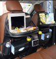 Car Back seat Organizer with Foldable Table Tray, PU Leather Car Back seat Organizer for Babies Toys Storage with Foldable Dining Table Holder Pocket for Baby and Kids Black. 