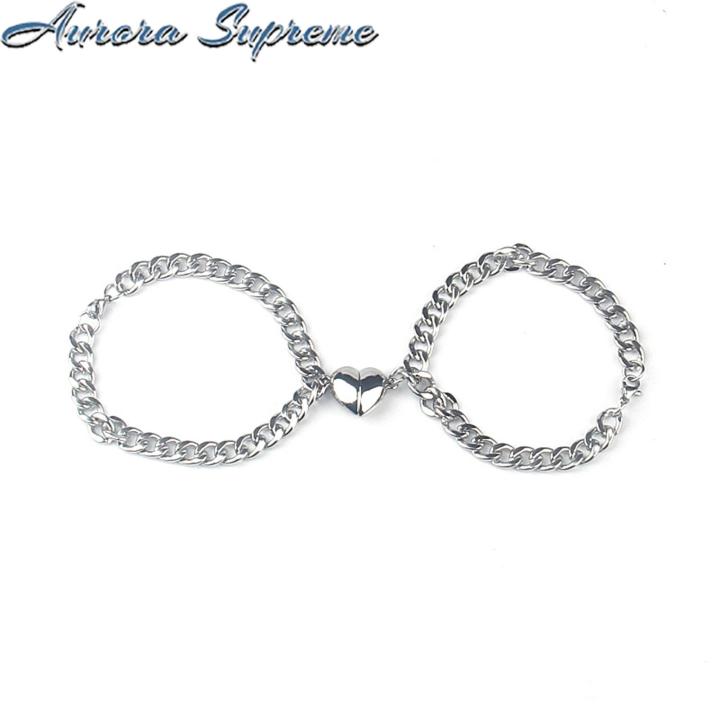 Couple Bracelet Magnetic Half Heart Matching Couple Bangles
