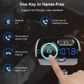 SONRU Newest FM Transmitter Bluetooth 5.0, Bluetooth Car Radio Transmitter Handsfree Car Kit QC3.0 USB Car Charger, Support TF Card AUX Input, Crystal Sound, Color Light, 1.1M Cable, 2 Install Ways. 