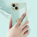 For OPPO A11k Back Cover with Ring Holder Stand + Wrist Strap Shiny Plating Square Bumper Protective Case Soft Silicone Shockproof Mobile Phone Cases. 