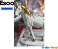 Resin White Gold Horse Statue Showpiece Horse Ornaments Horse Decor Resin Decor The Office Decor Mini Figurine White Horse Figurine The Office Stocking Stuffers Home Adorn Standing Horse Sculpture European Style Statue. 
