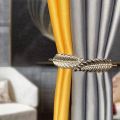 Metal Curtain Tiebacks Leaf Shape Adjustable Drapery Holders. 