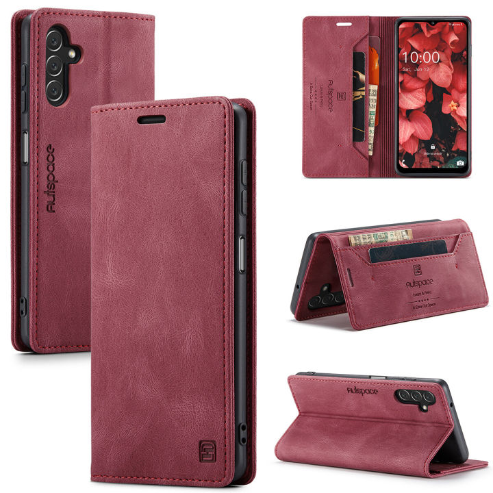 lthmy for Samsung Galaxy A13 5G Vintage Leather Flip Cover Stand Magnetic Closure Shockproof Protective Case