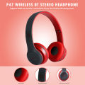 P47 Wireless Bluetooth Headphones, Foldable with Microphone, SD Card Support, Adjustable Headband, FM Radio, and Wired Option. 
