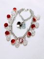 Glass Crackle Beaded Charm Bracelet – Customizable in Any Color of Beads, Charms or Alphabet Charms. 