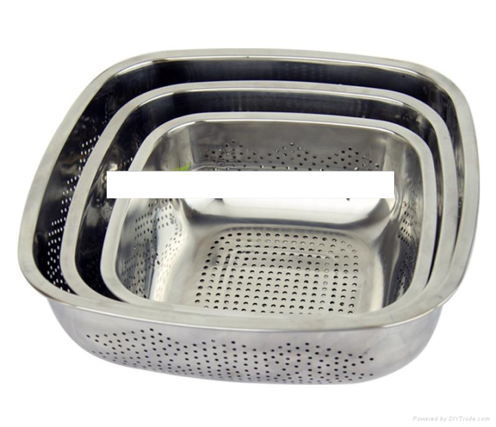 stainless steel square rice sieve/fruit container/vegetalbe sieve