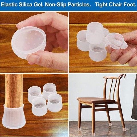 Pack of 8 Silicone Chair Leg Cap - Furniture Table Feet Cover Bottom Pad - Rubber Floor Protector - Anti-Slip Sturdy Slider Glide Easily Move Eliminate Noise Waterproof