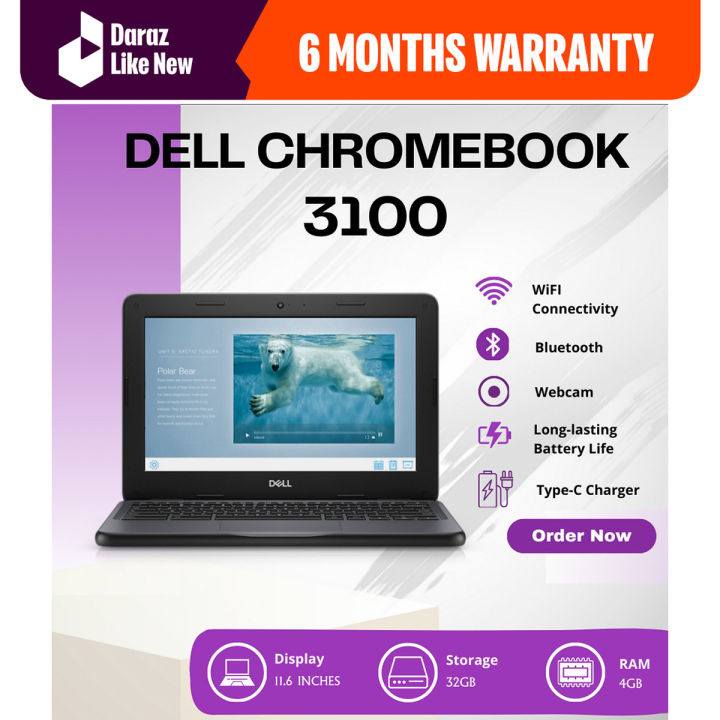 Dell Chromebook 3100 with Type-C Charger  | 4GB/32GB  | Non-Touch | Chrome OS