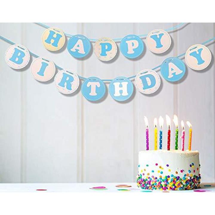 Round Happy Birthday Banner Party Decorations, 13 Pcs - Happy Birthday Round Shape Banner