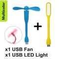 Combo 1+1 Offer Portable & Flexible Mini USB Fan + USB LED Light Lamp For Mobile OTG Power Bank Notebook Laptop Desktop PC Desk (Multicolor). 