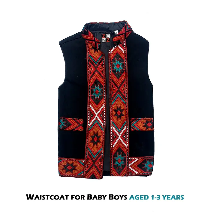 Balochi%20Fashion%20Black%20Waist%20coat%20Koti%20for%20Baby%20Boys%20Traditional%20Wear%20ZENZ%20with%20Pockets%20-%20Image%202