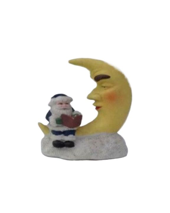 Vintage Santa Claus In The Moon ,Ceramic Christmas Figurine