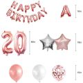 20Th Happy Birthday Party Decorations Kit - Happy Birthday Balloon Banner, Number "20" Balloon Mylar F, Rose aurum. 