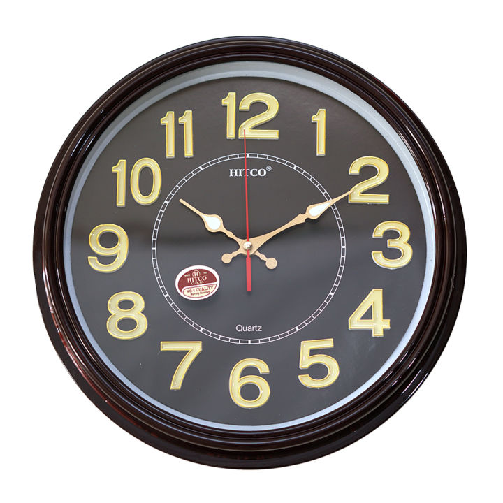 Hitco Dark Brown Glossy Round Wall - Night Vision Simplist Stylish Clock Wall - Wall Clocks For Office And Home Bedroom / Living / Drawing / Kitchen - Shiney Watch For Wall