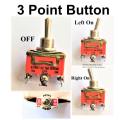 Button 3 Point Control of 2 Accessories In One LEDs Horns On Off Switch Left Neutral Right for Motorcycle and Car. 
