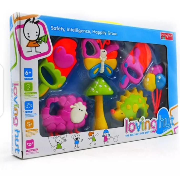 Teether Rattle Packaging Loving Hut Rattles set + Teether (Box packed) | Daraz.pk