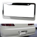 1PCS Chrome Stainless Steel Metal License Plate Frame Tag Cover With Screw Caps Queena. 