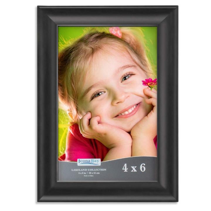 4x6 Picture Frame (1 Pack, Black), Black Photo Frame 4 x 6, Composite Wood Frame for Walls or Tables