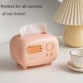Retro Radio Multifunctional Desktop Tissue Box Cover Holder Vintage Dispenser Storage Napkin Case Tissue Organizer Storage Box Container for Home and Office Use. 