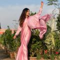 Pink Stitched Shamoz Silk Saree for Women and Girls. 