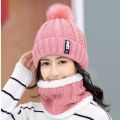 Winter caps for girls Knitted Scarf Hat Set Thick Warm Skullies Beanies Hats for winter cap s for Womens Outdoor Cycling Riding Ski Bonnet Caps Tube Scarf Rings. 