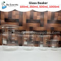 Glass Beaker set of 100 ml, 250 ml, 500 ml, 1000 ml, 2000 ml Pyrex, Low Form (Griffin), 3.3 Borosilicate Glass, marking scale, graduated. High-quality glass beakers for laboratory use.. 