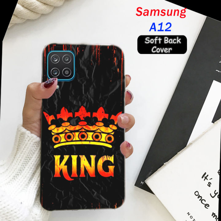 Samsung A12 Pouch Cover Boys - King Soft Back Cover Case For Samsung A12 - Black