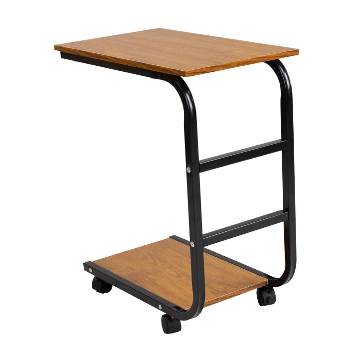 Movable%20Desk%20Side%20Table%20Tray%20Cart%204%20Wheels%20Steel%20Legs%20Wood%20Desktop%20Office%20Home%20Desk%20Shelf%20Organizer%20Bookcase%20%7C%20Natural%20Wood%20Tone%20-%20Image%207