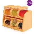 (6 pcs) Masala Rack Spice Rack Kitchen Rack Masala Box Salt and pepper pot Sugar potSpice Rack box with Automatic Lid Kitchen Racktc Cooking kitchen accessories  Pieces Masala Rack. 