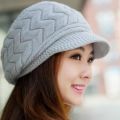 Hat Knitted grey  colour Winter Ladies Beanie Girls Skullies CAPS Bonnet  Warm Plus Velvet Hat imported stock only 1 available. 